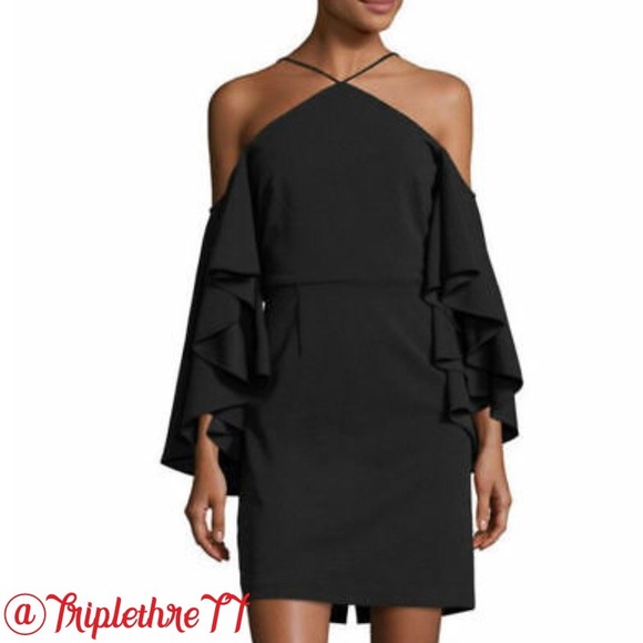 Alexia Admor Dresses & Skirts - Flutter-Sleeve Halter Crepe Dress By Alexia Admor